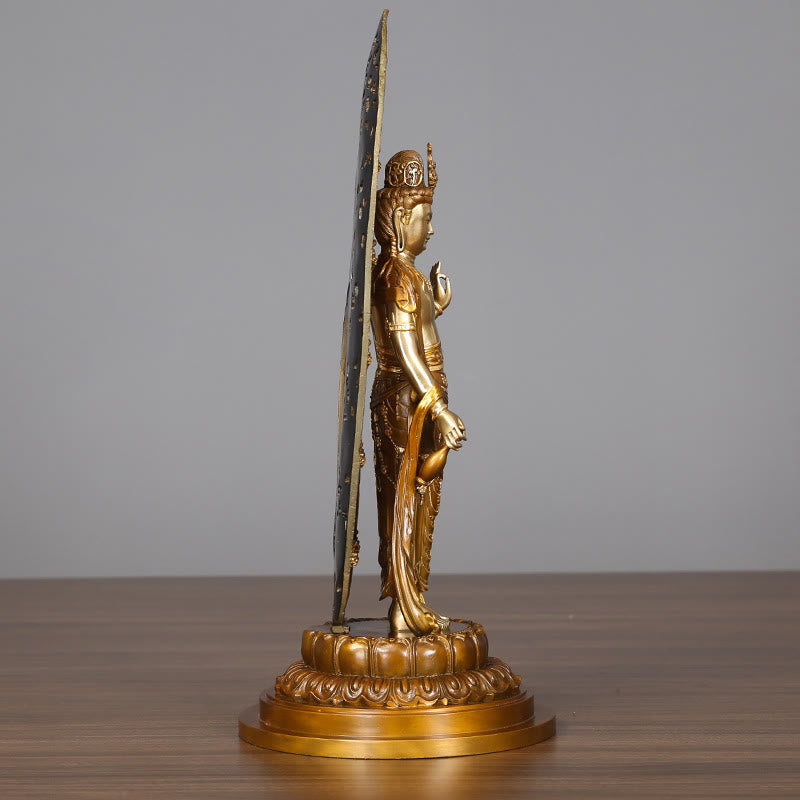 Nimara Ritual Kwan Yin Avalokitesvara Aura Harmony Brass Copper Statue Home Desk Decoration
