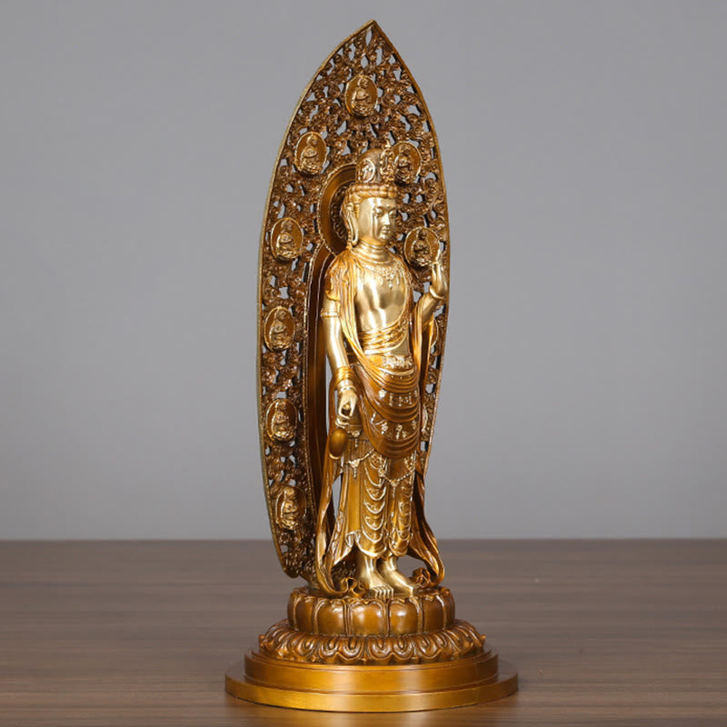 Nimara Ritual Kwan Yin Avalokitesvara Aura Harmony Brass Copper Statue Home Desk Decoration