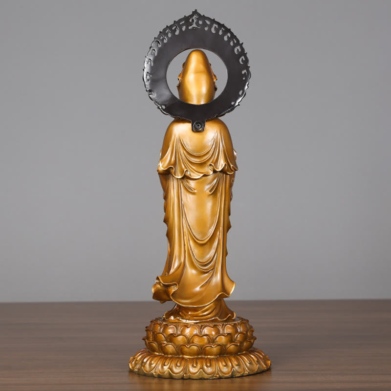 Nimara Ritual Kwan Yin Avalokitesvara Lotus Aura Success Brass Copper Statue Home Decoration