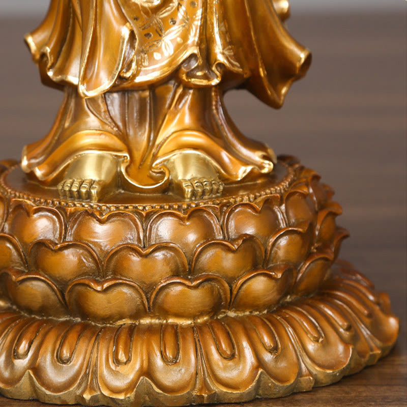 Nimara Ritual Kwan Yin Avalokitesvara Lotus Aura Success Brass Copper Statue Home Decoration