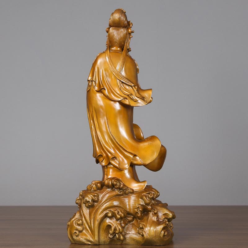 Nimara Ritual Kwan Yin Avalokitesvara Holding A Vase Brass Harmony Copper Statue Home Decoration
