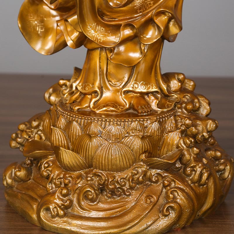 Nimara Ritual Kwan Yin Avalokitesvara Holding A Vase Brass Harmony Copper Statue Home Decoration
