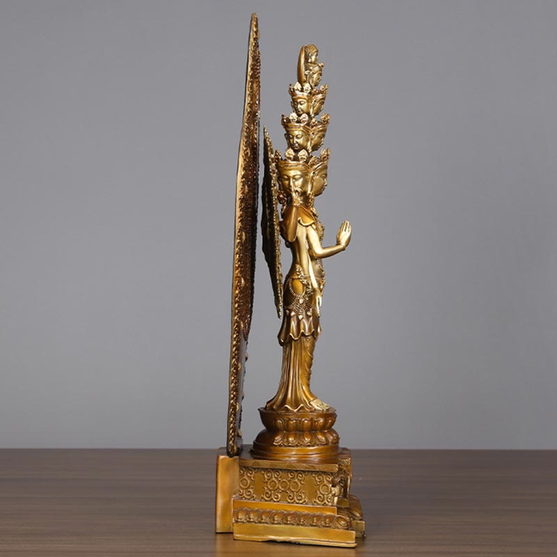Nimara Ritual Handmade Thousand-armed Avalokitesvara Kwan Yin Wealth Brass Copper Statue Decoration