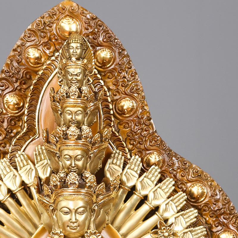 Nimara Ritual Handmade Thousand-armed Avalokitesvara Kwan Yin Wealth Brass Copper Statue Decoration