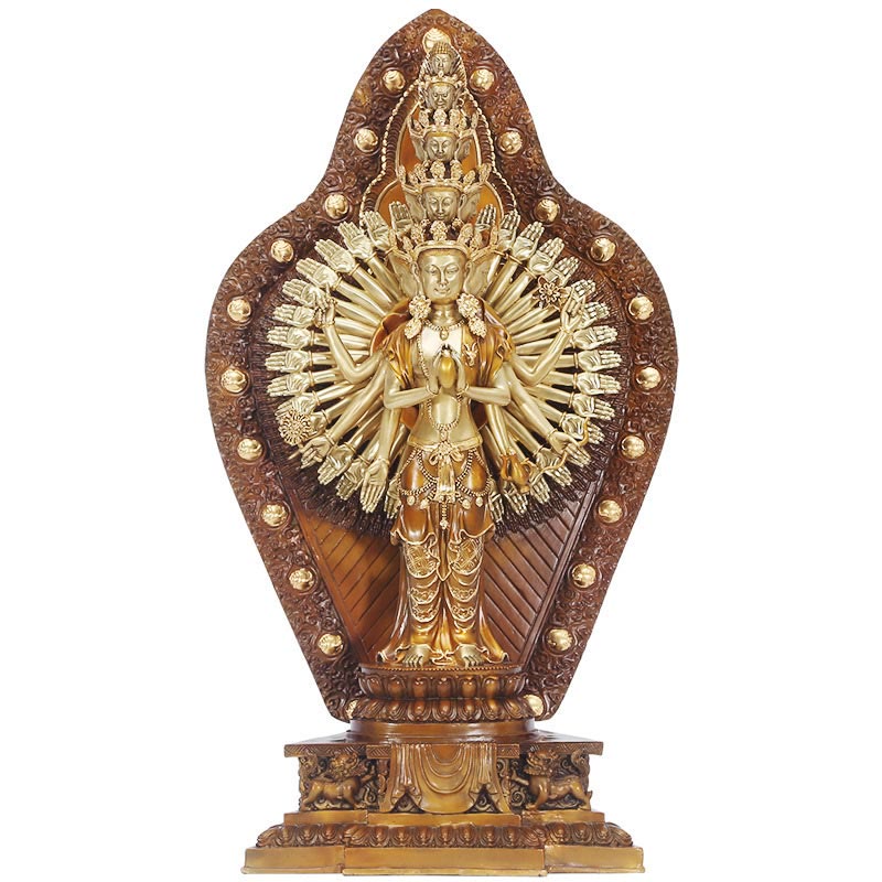 Nimara Ritual Handmade Thousand-armed Avalokitesvara Kwan Yin Wealth Brass Copper Statue Decoration