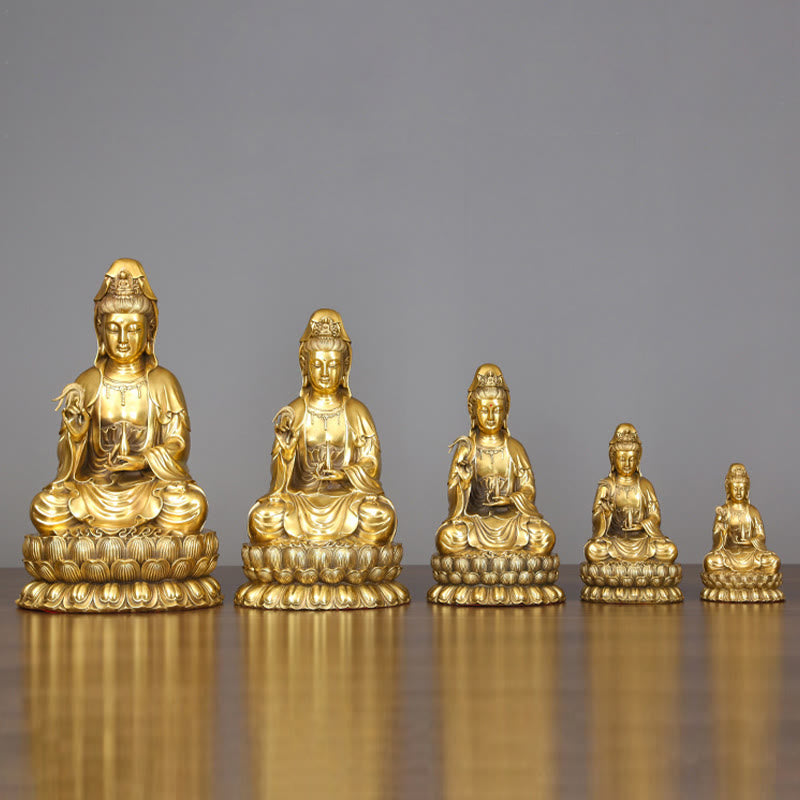 Nimara Ritual Kwan Yin Avalokitesvara Holding A Willow Bottle Harmony Brass Copper Statue Home Decoration