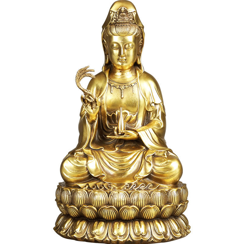 Nimara Ritual Kwan Yin Avalokitesvara Holding A Willow Bottle Harmony Brass Copper Statue Home Decoration