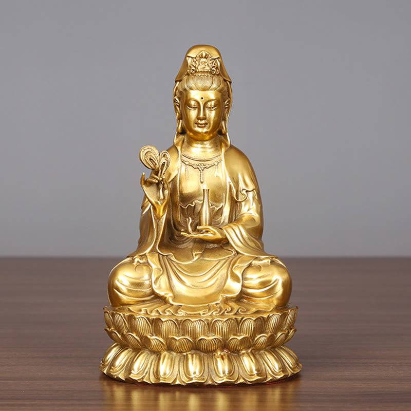 Nimara Ritual Kwan Yin Avalokitesvara Holding A Willow Bottle Harmony Brass Copper Statue Home Decoration