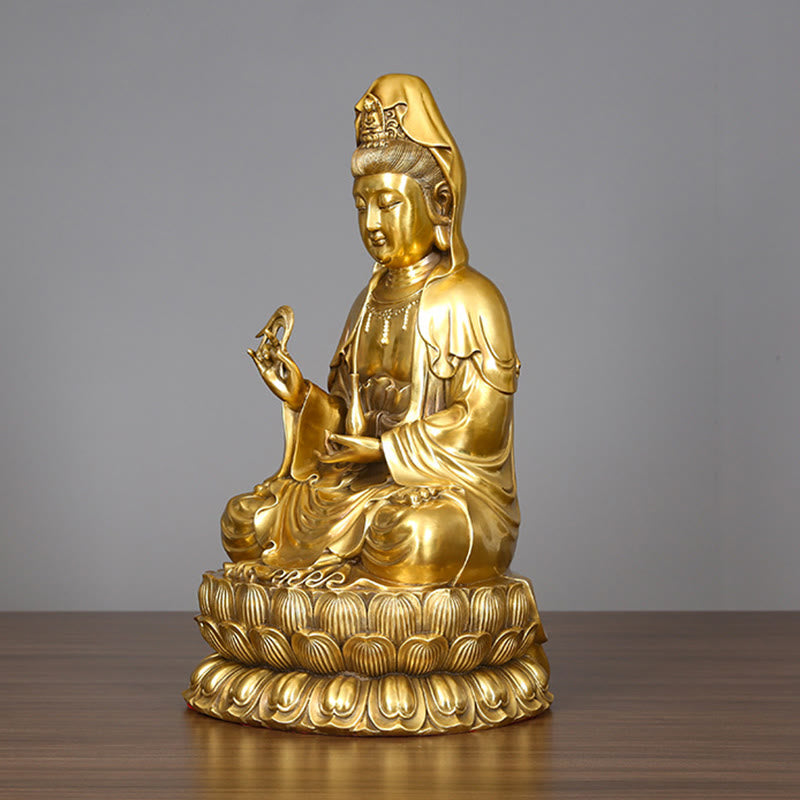 Nimara Ritual Kwan Yin Avalokitesvara Holding A Willow Bottle Harmony Brass Copper Statue Home Decoration