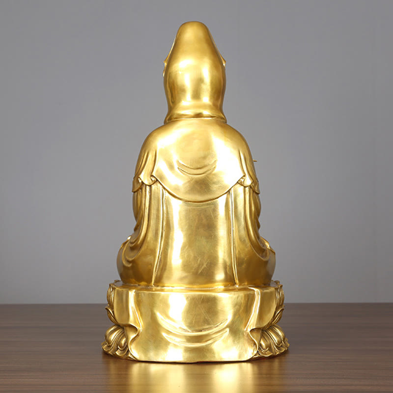 Nimara Ritual Kwan Yin Avalokitesvara Holding A Willow Bottle Harmony Brass Copper Statue Home Decoration