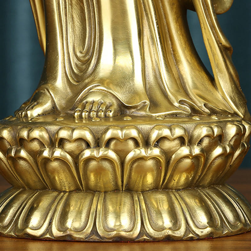 Nimara Ritual Kwan Yin Avalokitesvara Holding The Dharma Wheel Wealth Brass Copper Statue Decoration