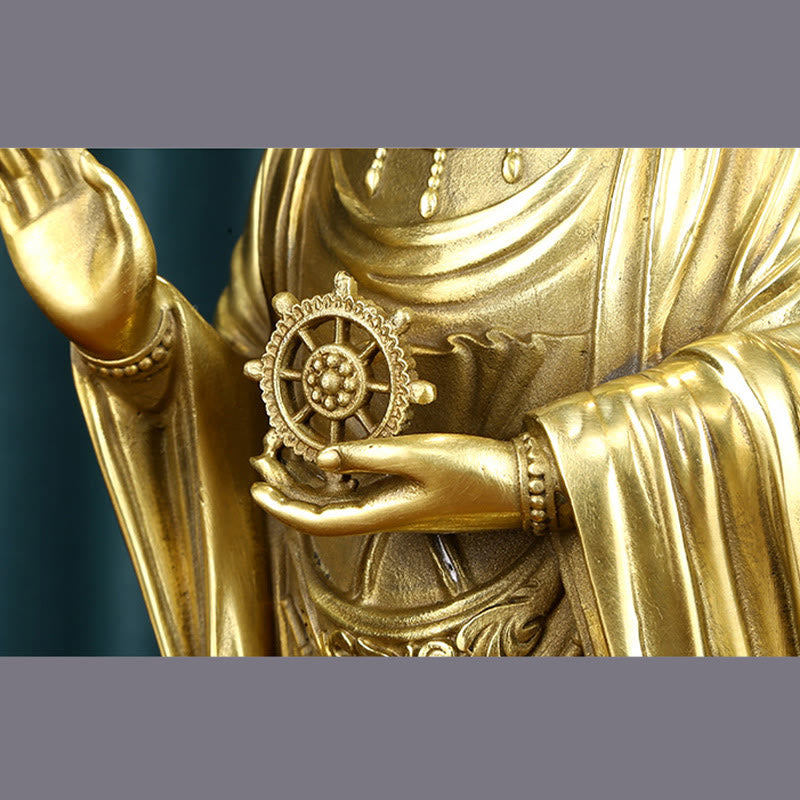 Nimara Ritual Kwan Yin Avalokitesvara Holding The Dharma Wheel Wealth Brass Copper Statue Decoration