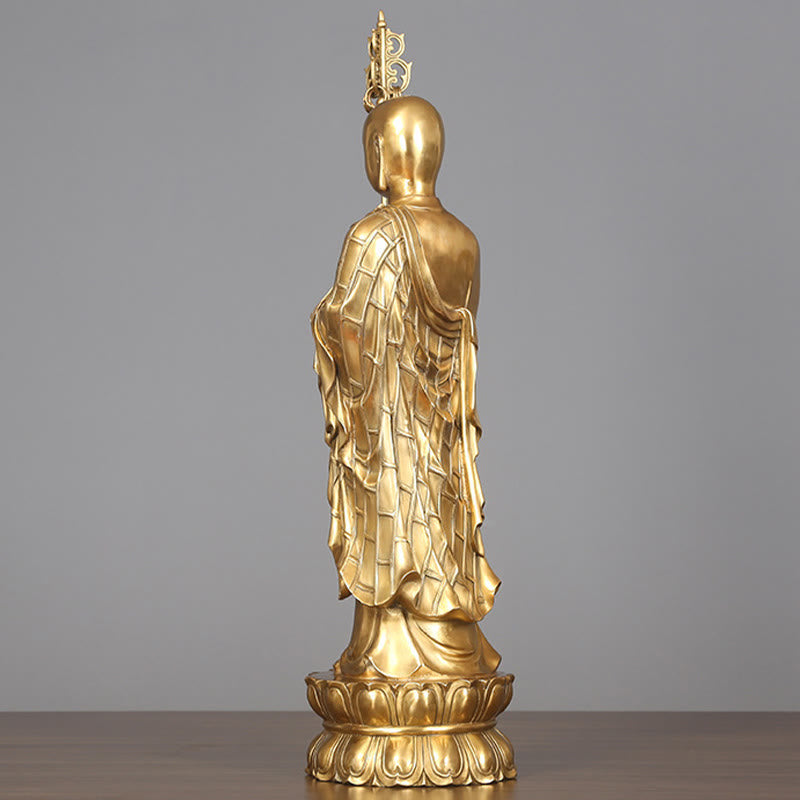 Nimara Ritual Ksitigarbha Bodhisattva Figurine Compassion Copper Statue Home Offering Decoration