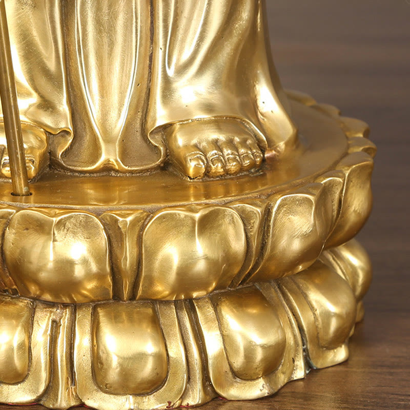 Nimara Ritual Ksitigarbha Bodhisattva Figurine Compassion Copper Statue Home Offering Decoration