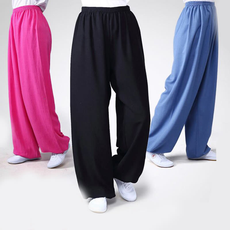Nimara Ritual Summer Elastic Waist Tai Chi Qigong Practice Cotton Linen Unisex Pants