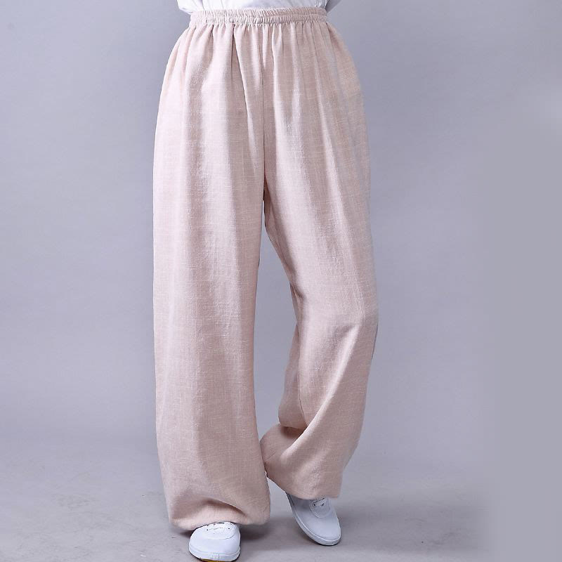 Nimara Ritual Summer Elastic Waist Tai Chi Qigong Practice Cotton Linen Unisex Pants