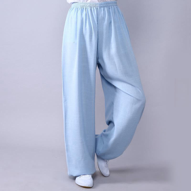 Nimara Ritual Summer Elastic Waist Tai Chi Qigong Practice Cotton Linen Unisex Pants