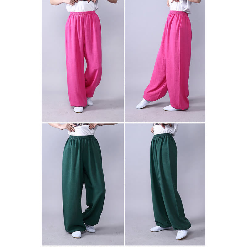 Nimara Ritual Summer Elastic Waist Tai Chi Qigong Practice Cotton Linen Unisex Pants