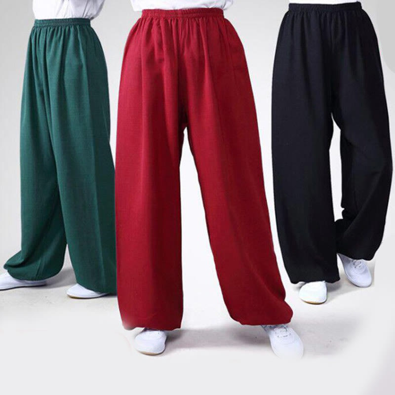 Nimara Ritual Summer Elastic Waist Tai Chi Qigong Practice Cotton Linen Unisex Pants