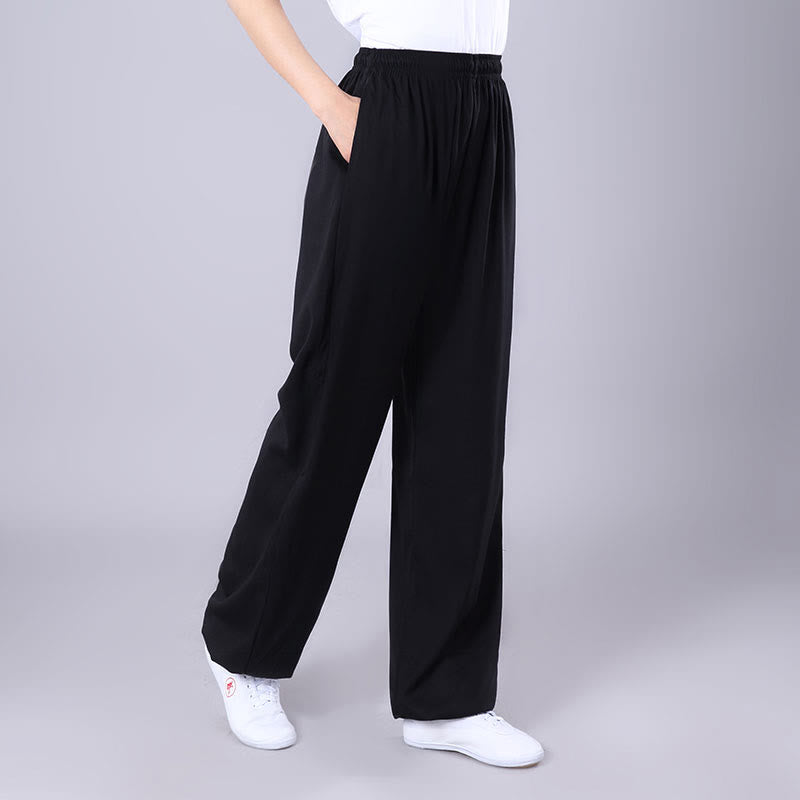 Nimara Ritual Summer Unisex Elastic Waist Tai Chi Qigong Practice Breathable Pants With Pockets