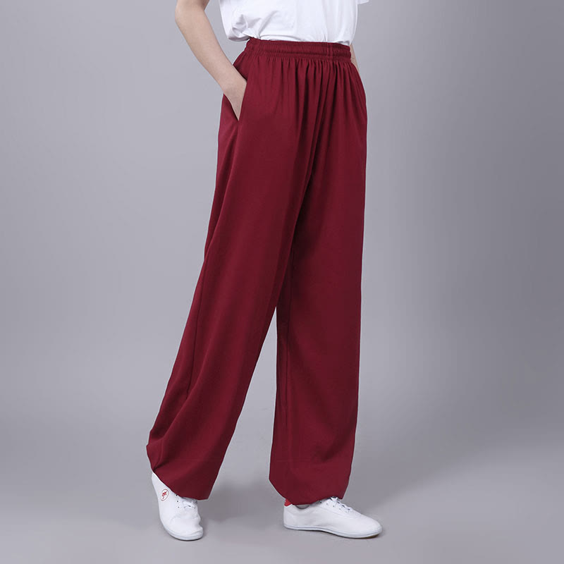 Nimara Ritual Summer Unisex Elastic Waist Tai Chi Qigong Practice Breathable Pants With Pockets