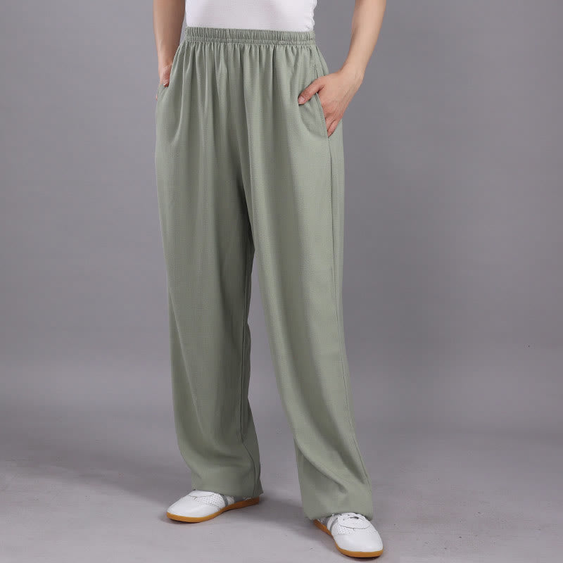 Nimara Ritual Summer Unisex Elastic Waist Tai Chi Qigong Practice Breathable Pants With Pockets