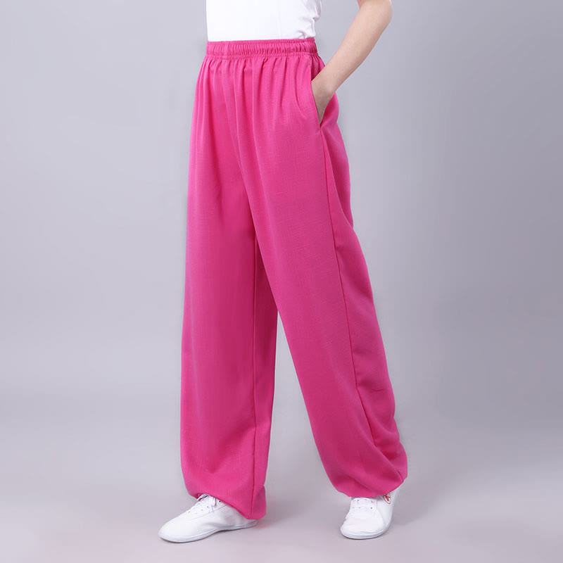 Nimara Ritual Summer Unisex Elastic Waist Tai Chi Qigong Practice Breathable Pants With Pockets