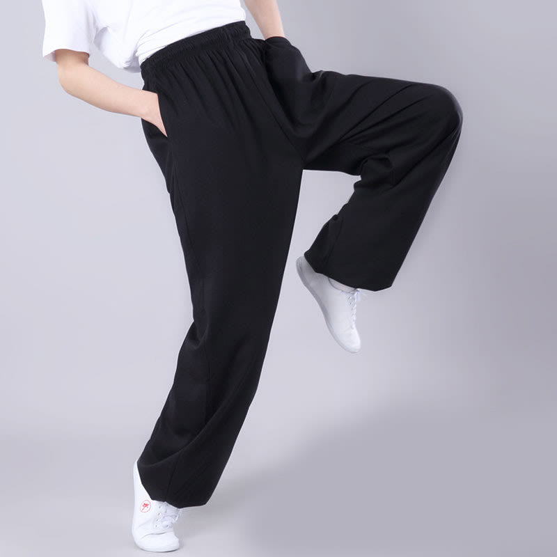 Nimara Ritual Summer Unisex Elastic Waist Tai Chi Qigong Practice Breathable Pants With Pockets
