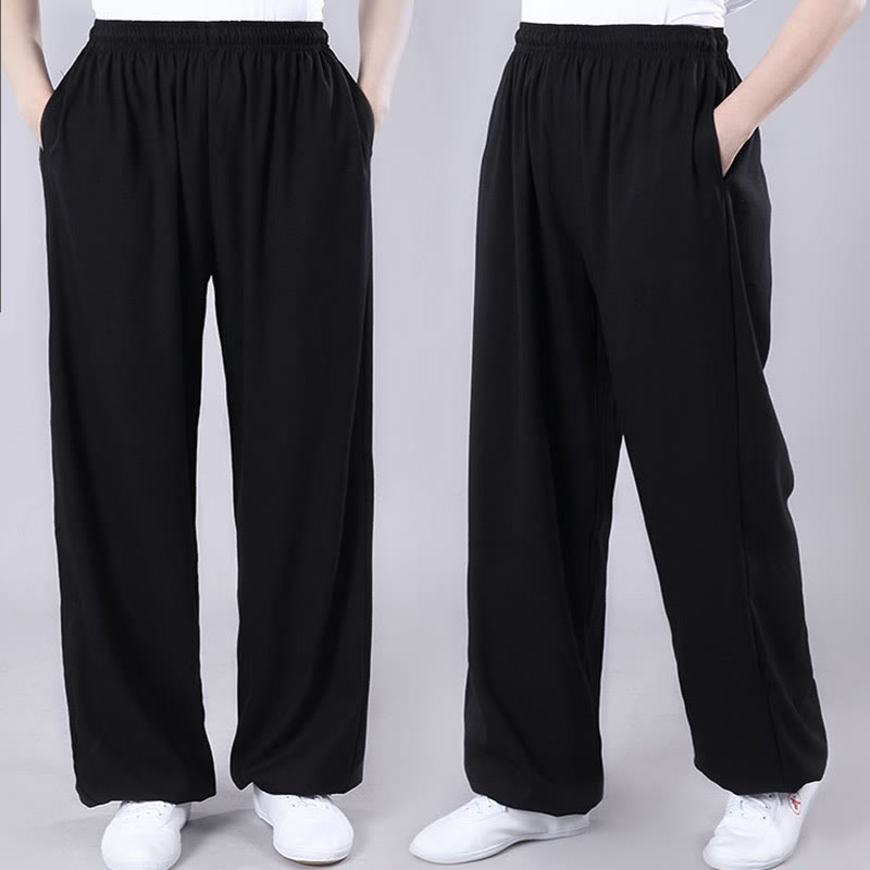 Nimara Ritual Summer Unisex Elastic Waist Tai Chi Qigong Practice Breathable Pants With Pockets
