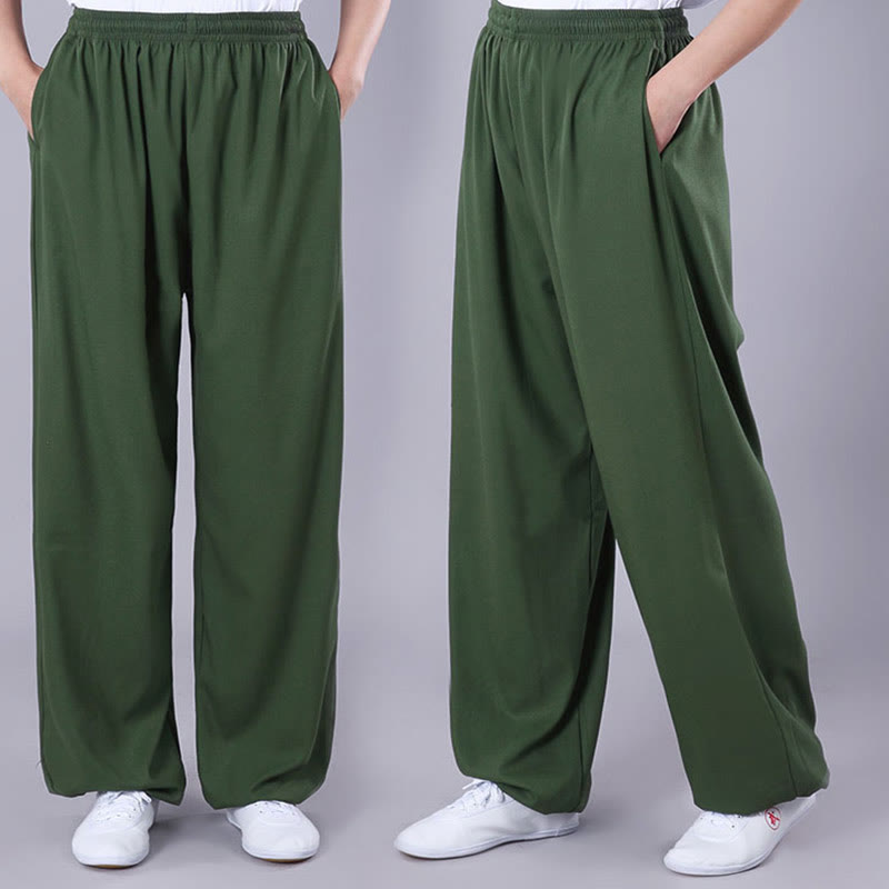 Nimara Ritual Summer Unisex Elastic Waist Tai Chi Qigong Practice Breathable Pants With Pockets