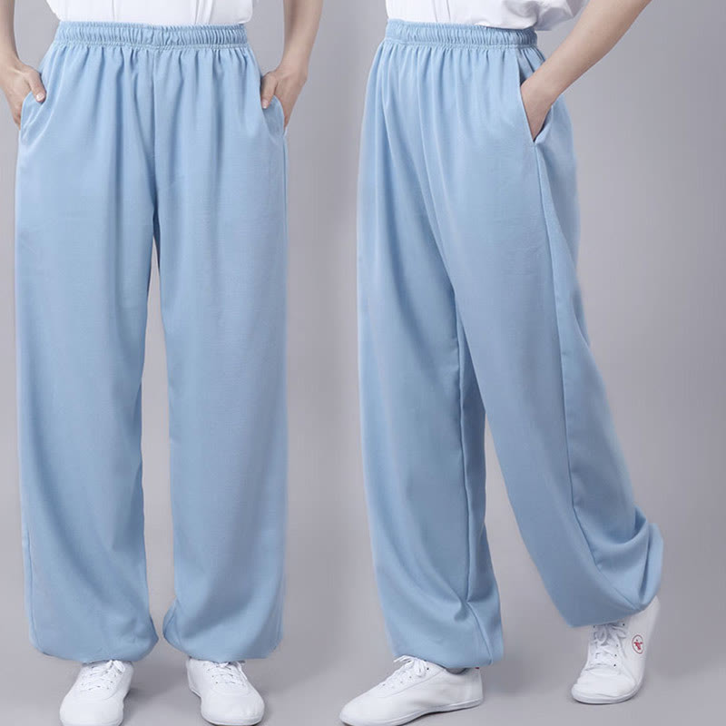 Nimara Ritual Summer Unisex Elastic Waist Tai Chi Qigong Practice Breathable Pants With Pockets