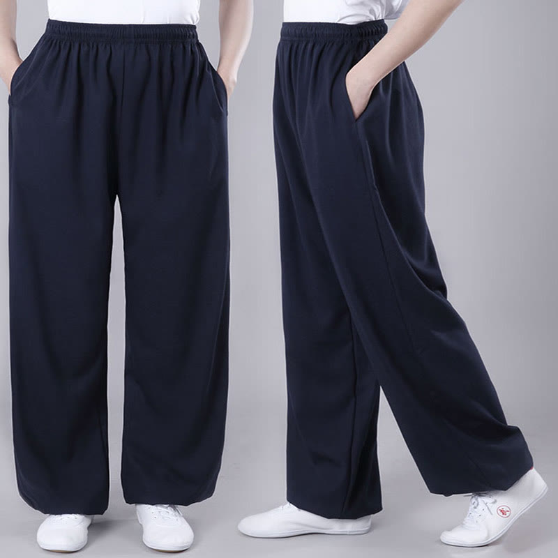 Nimara Ritual Summer Unisex Elastic Waist Tai Chi Qigong Practice Breathable Pants With Pockets