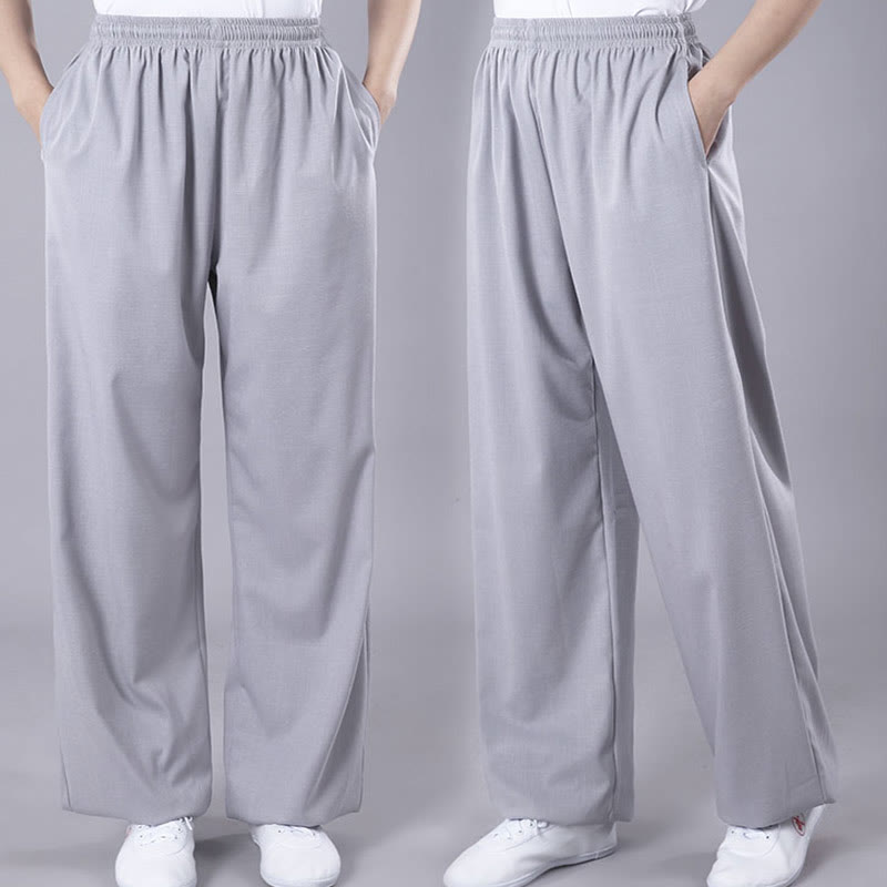 Nimara Ritual Summer Unisex Elastic Waist Tai Chi Qigong Practice Breathable Pants With Pockets
