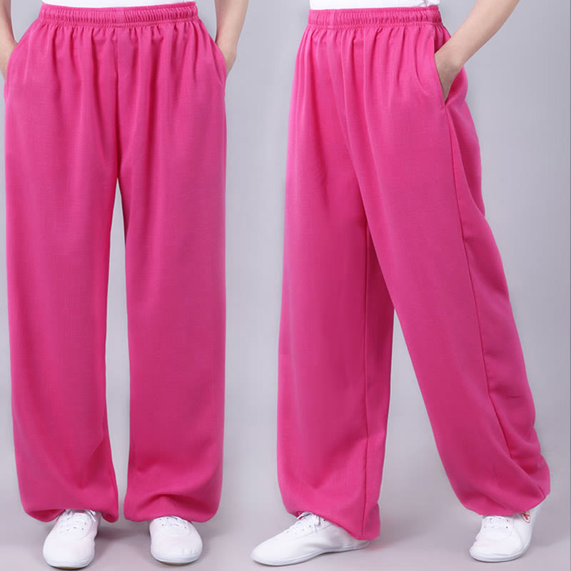 Nimara Ritual Summer Unisex Elastic Waist Tai Chi Qigong Practice Breathable Pants With Pockets