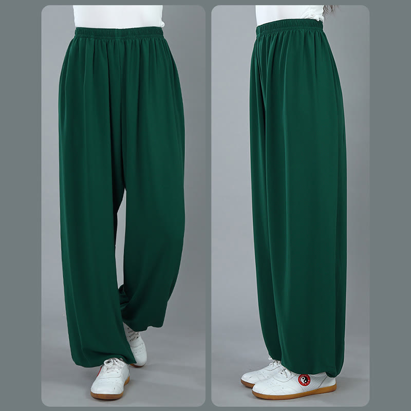Nimara Ritual Summer Unisex Elastic Waist Tai Chi Kung Fu Qigong Practice Cotton Breathable Pants With Pockets
