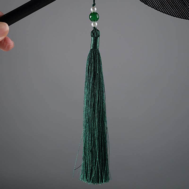 Nimara Ritual Chinese Style Handmade Bamboo Long Handle Portable Curlable Fan