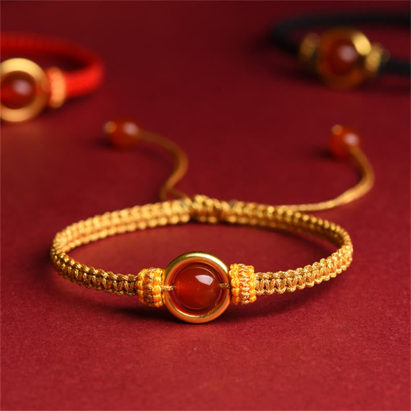 Nimara Ritual Red Agate Bead Peace Buckle Calm Rope Bracelet
