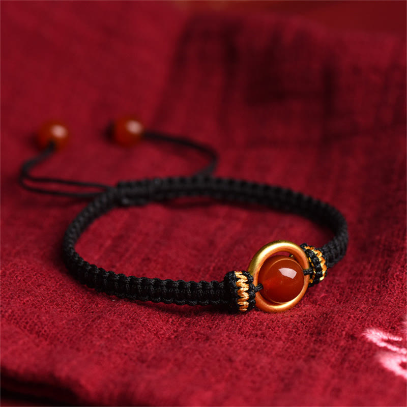 Nimara Ritual Red Agate Bead Peace Buckle Calm Rope Bracelet