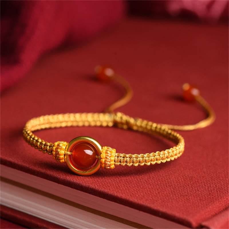 Nimara Ritual Red Agate Bead Peace Buckle Calm Rope Bracelet