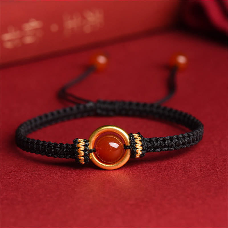 Nimara Ritual Red Agate Bead Peace Buckle Calm Rope Bracelet