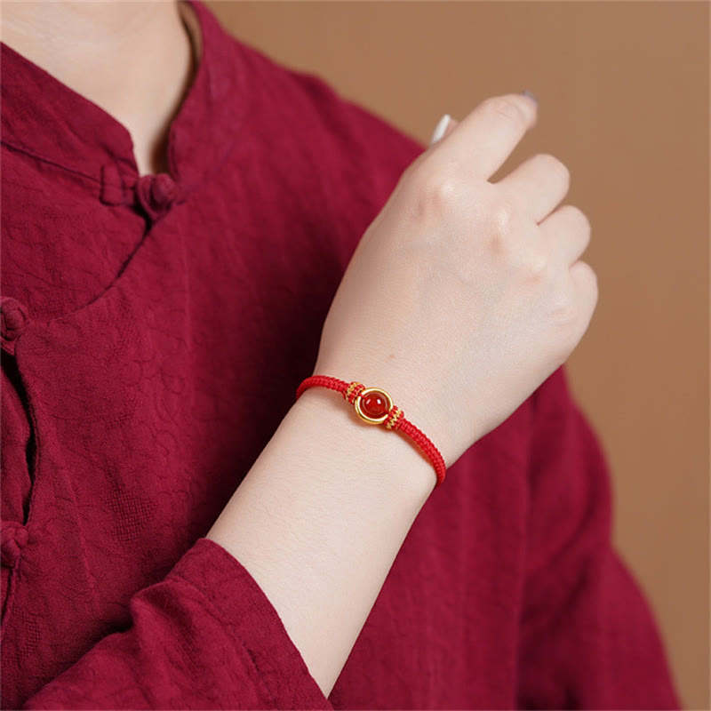 Nimara Ritual Red Agate Bead Peace Buckle Calm Rope Bracelet