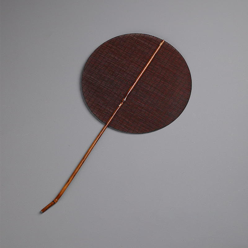 Nimara Ritual Chinese Style Handmade Round Shaped Bamboo Long Handle Fan