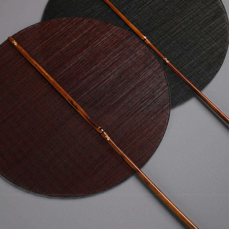 Nimara Ritual Chinese Style Handmade Round Shaped Bamboo Long Handle Fan