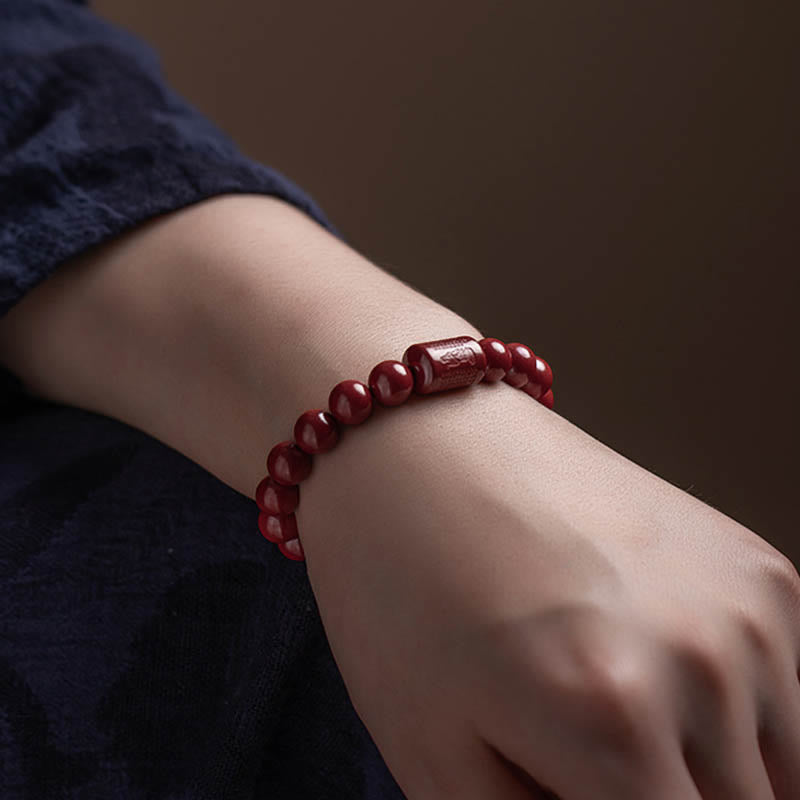 Nimara Ritual Natural Cinnabar Heart Sutra Blessing Bracelet
