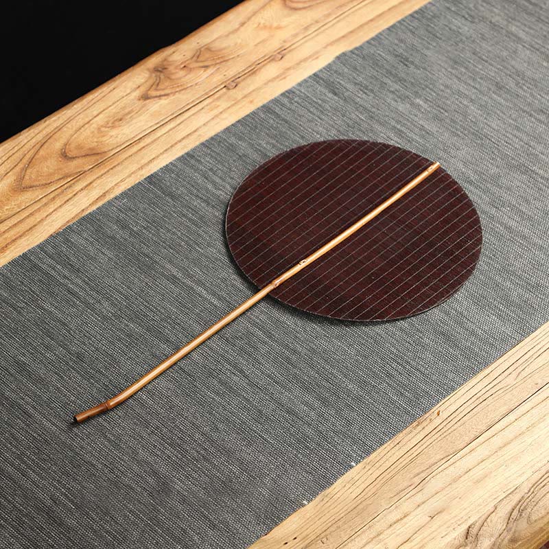 Nimara Ritual Chinese Style Handmade Bamboo Woven Round Oval Banana Shape Long Handle Fan