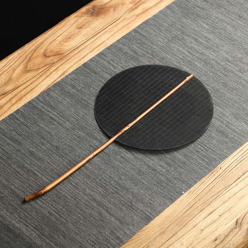 Nimara Ritual Chinese Style Handmade Bamboo Woven Round Oval Banana Shape Long Handle Fan