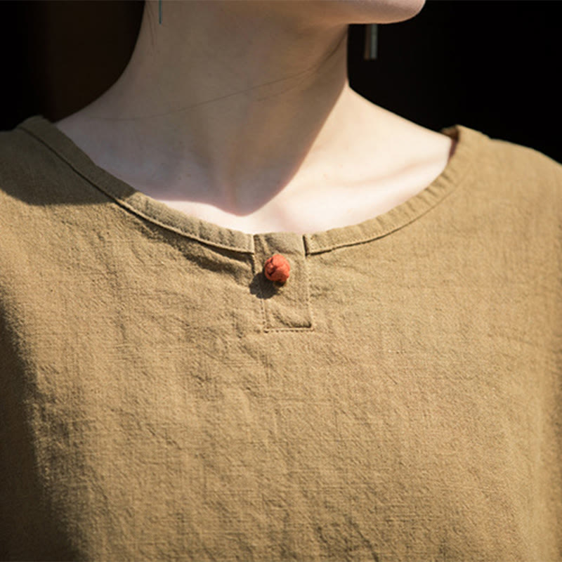 Nimara Ritual Causal Half Sleeve Ramie Linen Cotton T-shirt Tee