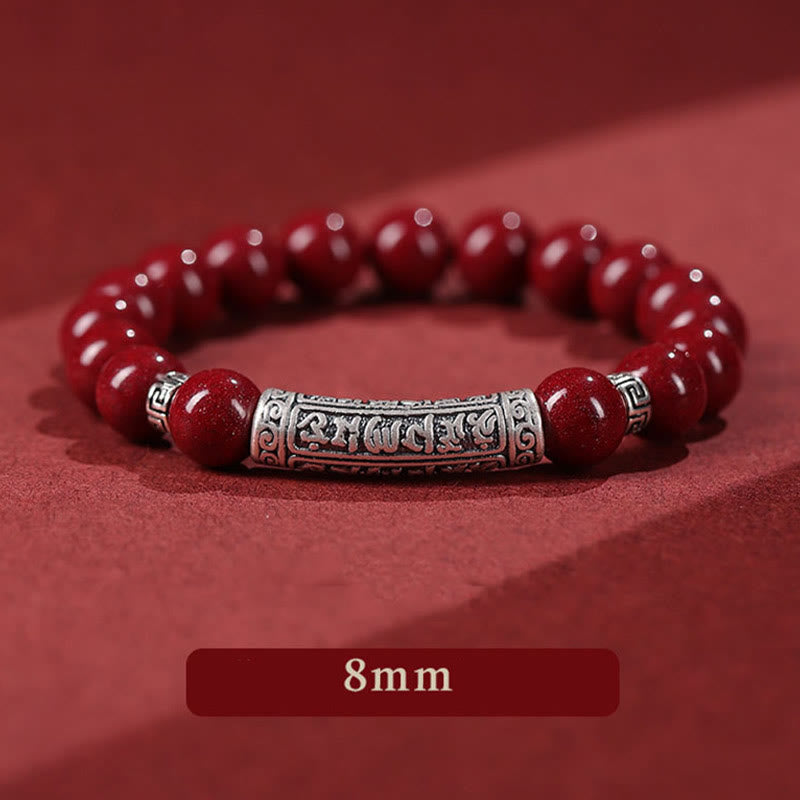 Nimara Ritual Cinnabar 999 Sterling Silver Six True Words Blessing Bracelet