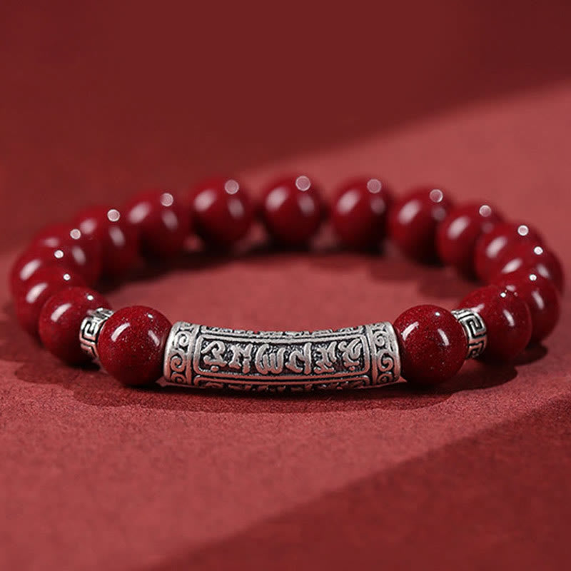 Nimara Ritual Cinnabar 999 Sterling Silver Six True Words Blessing Bracelet