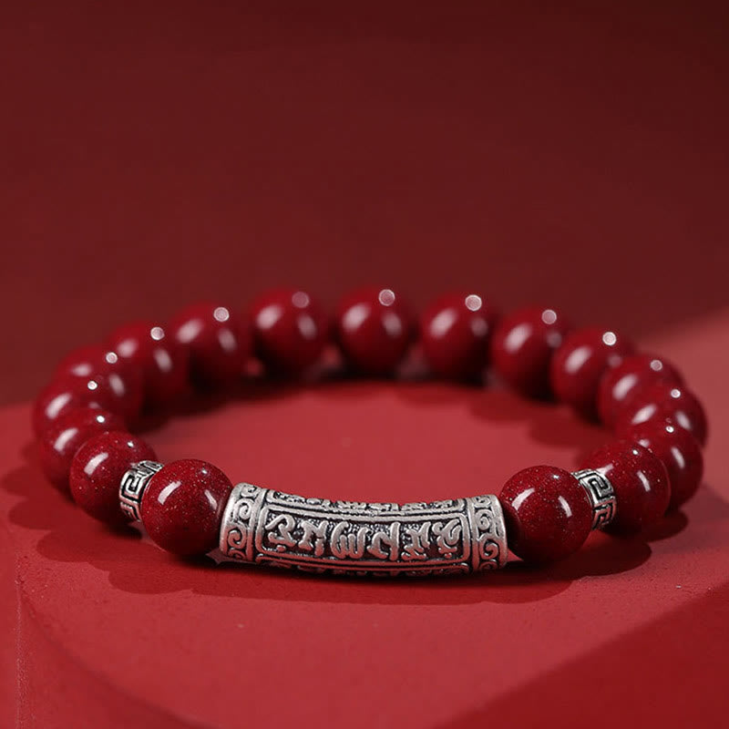 Nimara Ritual Cinnabar 999 Sterling Silver Six True Words Blessing Bracelet